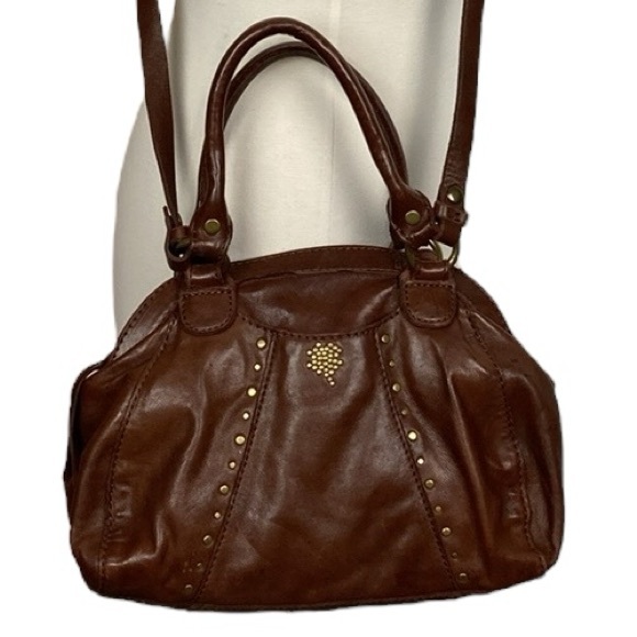 Lucky Brand Brown Lamb Leather Satchel Bag - Picture 1 of 16